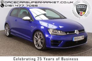 Used 2014 BLUE VOLKSWAGEN GOLF Hatchback 2.0 R DSG 3DR AUTO SAT NAV HEATED LEATHER SEATS 1 OWNER 298 BHP (reg. 2014-09-29) for sale in Stockport