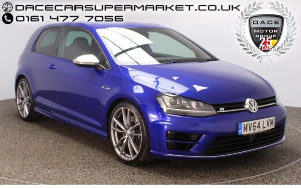 Used 2014 BLUE VOLKSWAGEN GOLF Hatchback 2.0 R DSG 3DR AUTO SAT NAV HEATED LEATHER SEATS 1 OWNER 298 BHP (reg. 2014-09-29) for sale in Stockport