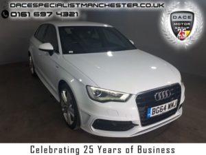 Used 2014 WHITE AUDI A3 Hatchback 1.6 TDI S LINE 5d 109 BHP (reg. 2014-11-12) for sale in Manchester