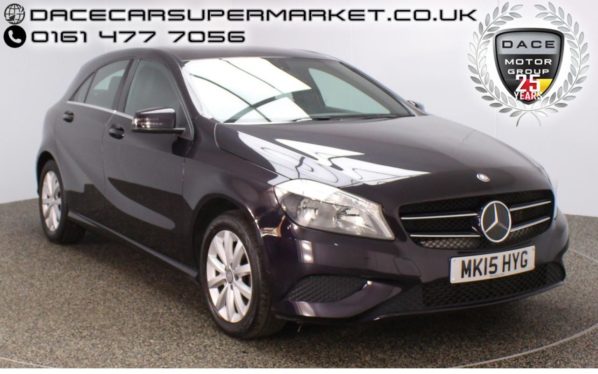Used 2015 PURPLE MERCEDES-BENZ A CLASS Hatchback 1.5 A180 CDI BLUEEFFICIENCY SE 5DR AUTO HALF LEATHER SEATS 109 BHP (reg. 2015-03-22) for sale in Stockport