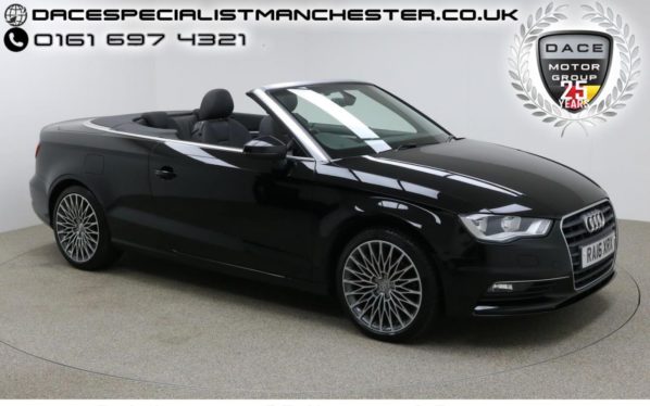 Used 2016 BLACK AUDI A3 CABRIOLET Convertible 2.0 TDI SPORT NAV 2d 182 BHP (reg. 2016-05-02) for sale in Manchester