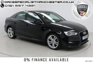 Used 2016 BLACK AUDI A3 Saloon 2.0 TDI S LINE NAV 4d AUTO 148 BHP (reg. 2016-03-03) for sale in Manchester
