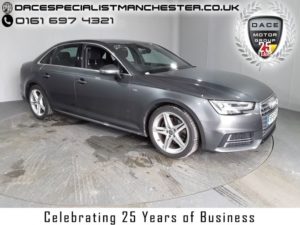 Used 2016 GREY AUDI A4 Saloon 2.0 TDI S LINE 4d AUTO 148 BHP (reg. 2016-06-29) for sale in Manchester