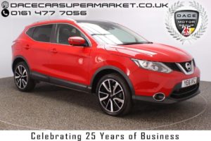 Used 2016 RED NISSAN QASHQAI Hatchback 1.5 DCI TEKNA 5DR SAT NAV HEATED LEATHER 1 OWNER 108 BHP (reg. 2016-04-29) for sale in Stockport