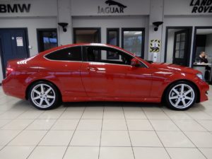 Used 2015 RED MERCEDES-BENZ C-CLASS Coupe 2.1 C220 CDI AMG SPORT EDITION PREMIUM 2d 168 BHP (reg. 2015-06-30) for sale in Hazel Grove