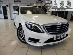 Used 2016 WHITE MERCEDES-BENZ S-CLASS Saloon 3.0 S 350 D L AMG LINE 4d AUTO 255 BHP (reg. 2016-03-31) for sale in Hazel Grove