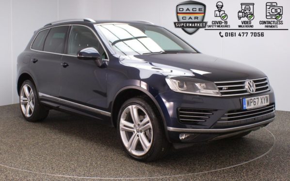 Used 2017 BLUE VOLKSWAGEN TOUAREG 4x4 3.0 V6 R-LINE PLUS TDI BLUEMOTION TECHNOLOGY 5DR 1 OWNER AUTO 259 BHP (reg. 2017-12-18) for sale in Stockport