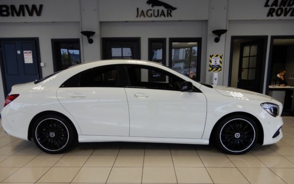 Used 2017 WHITE MERCEDES-BENZ CLA Coupe 1.6 CLA 180 AMG LINE 4d 121 BHP (reg. 2017-09-11) for sale in Hazel Grove