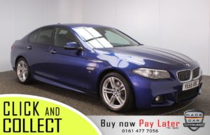 Used 2015 BLUE BMW 5 SERIES Saloon 2.0 520D M SPORT 4DR AUTO 188 BHP + FREE 1 YEAR WARRANTY (reg. 2015-12-04) for sale in Stockport