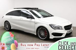 Used 2015 WHITE MERCEDES-BENZ CLA Estate 2.0 AMG CLA 45 4MATIC 5d AUTO 375 BHP (reg. 2015-10-23) for sale in Manchester