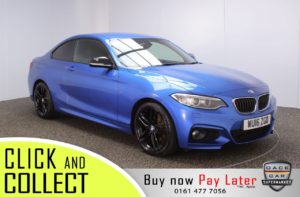 Used 2016 BLUE BMW 2 SERIES Coupe 2.0 218D M SPORT 2DR 148 BHP + FREE 1 YEARS WARRANTY (reg. 2016-03-01) for sale in Stockport
