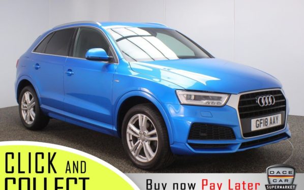 Used 2018 BLUE AUDI Q3 Estate 1.4 TFSI S LINE EDITION 5DR 1 OWNER 148 BHP FREE 1 YEAR WARRANTY (reg. 2018-04-03) for sale in Stockport