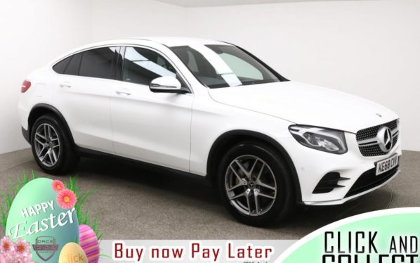 Used 2018 WHITE MERCEDES-BENZ GLC-CLASS Coupe 3.0 GLC 350 D 4MATIC AMG LINE 4d AUTO 255 BHP (reg. 2018-12-31) for sale in Manchester