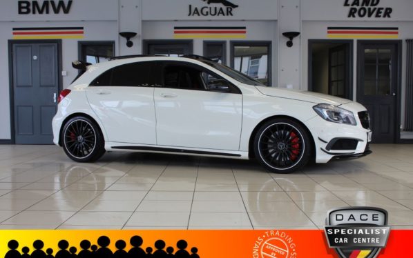 Used 2014 WHITE MERCEDES-BENZ A-CLASS Hatchback 2.0 A45 AMG 4MATIC 5d AUTO 360 BHP (reg. 2014-07-16) for sale in Hazel Grove