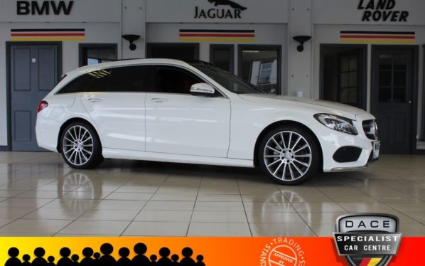 Used 2015 WHITE MERCEDES-BENZ C-CLASS Estate 2.1 C220 BLUETEC AMG LINE PREMIUM PLUS 5d AUTO 170 BHP (reg. 2015-03-04) for sale in Hazel Grove