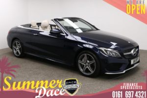 Used 2016 BLUE MERCEDES-BENZ C-CLASS Convertible 2.0 C 300 AMG LINE 2d AUTO 241 BHP (reg. 2016-12-16) for sale in Manchester