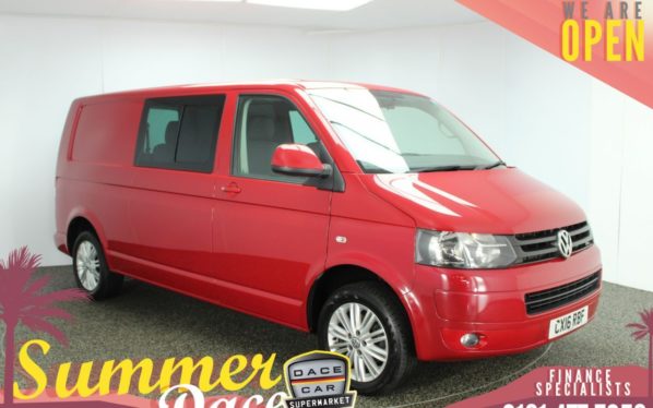 Used 2016 RED VOLKSWAGEN TRANSPORTER WINDOW VAN 2.0 T32 TDI KOMBI HIGHLINE 5DR 138 BHP (reg. 2016-03-30) for sale in Stockport