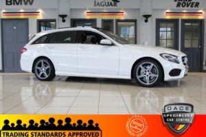 Used 2014 WHITE MERCEDES-BENZ C-CLASS Estate 2.1 C220 BLUETEC AMG LINE PREMIUM PLUS 5d AUTO 170 BHP (reg. 2014-09-30) for sale in Hazel Grove