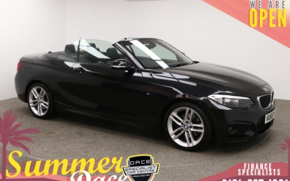 Used 2015 BLACK BMW 2 SERIES Convertible 2.0 220D M SPORT 2d AUTO 188 BHP (reg. 2015-09-17) for sale in Manchester