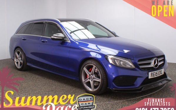Used 2015 BLUE MERCEDES-BENZ C-CLASS Estate 2.1 C220 BLUETEC AMG LINE PREMIUM PLUS 5d AUTO 170 BHP (reg. 2015-03-31) for sale in Stockport