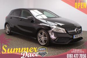 Used 2016 BLACK MERCEDES-BENZ A-CLASS Hatchback 1.5 A 180 D AMG LINE 5d AUTO 107 BHP (reg. 2016-04-28) for sale in Stockport
