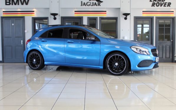 Used 2016 BLUE MERCEDES-BENZ A-CLASS Hatchback 1.6 A 200 AMG LINE PREMIUM 5d 154 BHP (reg. 2016-12-01) for sale in Hazel Grove