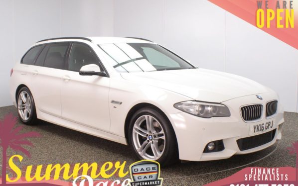 Used 2016 WHITE BMW 5 SERIES Estate 2.0 520D M SPORT TOURING 5d AUTO 188 BHP (reg. 2016-03-01) for sale in Stockport