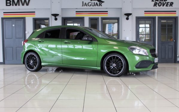 Used 2017 GREEN MERCEDES-BENZ A-CLASS Hatchback 1.6 A 180 AMG LINE 5d AUTO 121 BHP (reg. 2017-12-22) for sale in Hazel Grove