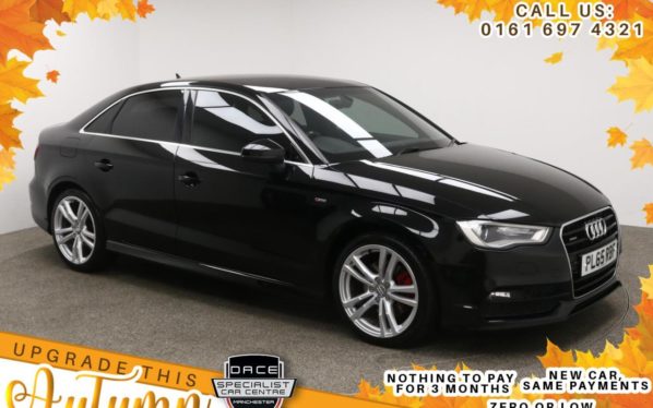 Used 2015 BLACK AUDI A3 Saloon 2.0 TDI QUATTRO S LINE 4d AUTO 182 BHP (reg. 2015-10-08) for sale in Manchester