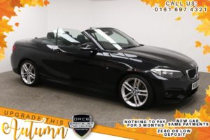 Used 2015 BLACK BMW 2 SERIES Convertible 2.0 220D M SPORT 2d AUTO 188 BHP (reg. 2015-09-17) for sale in Manchester