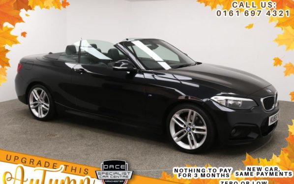 Used 2015 BLACK BMW 2 SERIES Convertible 2.0 220D M SPORT 2d AUTO 188 BHP (reg. 2015-09-17) for sale in Manchester
