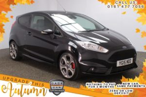 Used 2015 BLACK FORD FIESTA Hatchback 1.6 ST-3 3d 180 BHP (reg. 2015-03-05) for sale in Stockport