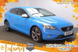 Used 2015 BLUE VOLVO V40 Hatchback 2.0 D4 R-DESIGN 5d 187 BHP (reg. 2015-03-05) for sale in Stockport