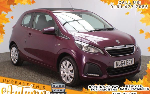 Used 2015 PURPLE PEUGEOT 108 Hatchback 1.0 ACTIVE TOP 3d 68 BHP (reg. 2015-02-19) for sale in Stockport