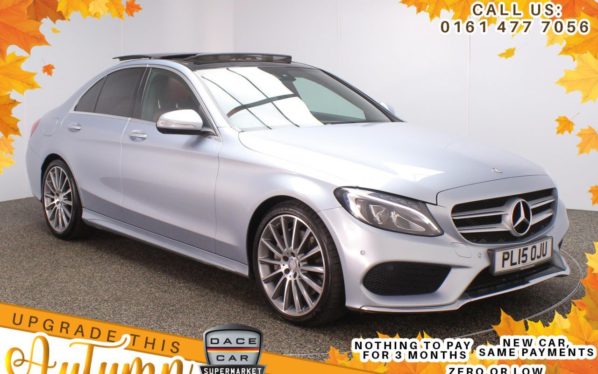 Used 2015 SILVER MERCEDES-BENZ C-CLASS Saloon 2.1 C250 BLUETEC AMG LINE PREMIUM PLUS 4d AUTO 204 BHP (reg. 2015-07-23) for sale in Stockport