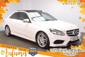 Used 2015 WHITE MERCEDES-BENZ E-CLASS Saloon 3.0 E350 BLUETEC AMG LINE 4d AUTO 255 BHP (reg. 2015-03-02) for sale in Stockport