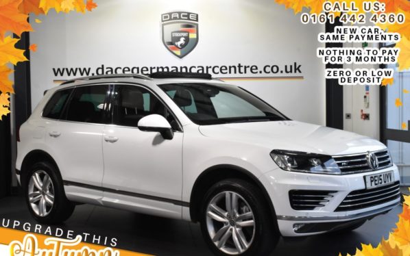 Used 2015 WHITE VOLKSWAGEN TOUAREG Estate 3.0 V6 R-LINE TDI BLUEMOTION TECHNOLOGY 5DR AUTO 259 BHP (reg. 2015-04-17) for sale in Bolton