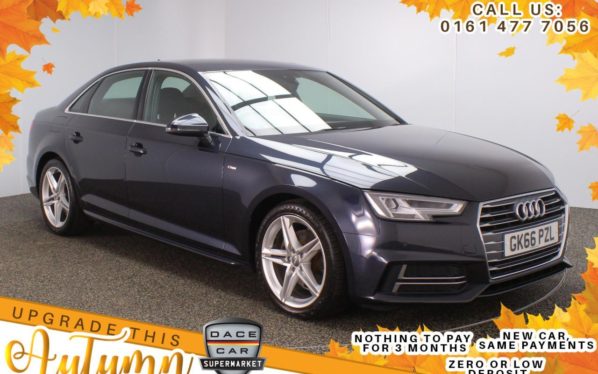 Used 2016 BLUE AUDI A4 Saloon 2.0 TDI S LINE 4d AUTO 148 BHP (reg. 2016-11-04) for sale in Stockport