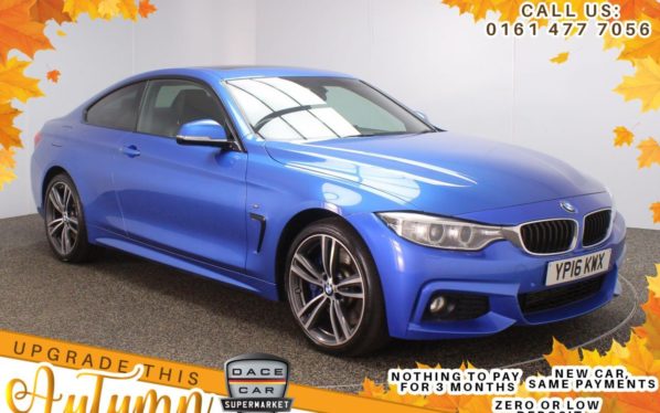 Used 2016 BLUE BMW 4 SERIES Coupe 3.0 430D XDRIVE M SPORT 2d AUTO 255 BHP (reg. 2016-03-31) for sale in Stockport