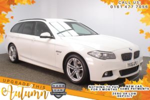 Used 2016 WHITE BMW 5 SERIES Estate 2.0 520D M SPORT TOURING 5d AUTO 188 BHP (reg. 2016-03-01) for sale in Stockport