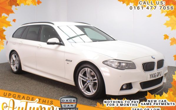 Used 2016 WHITE BMW 5 SERIES Estate 2.0 520D M SPORT TOURING 5d AUTO 188 BHP (reg. 2016-03-01) for sale in Stockport