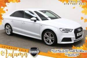 Used 2017 WHITE AUDI A3 Saloon 1.4 TFSI S LINE 4d AUTO 148 BHP (reg. 2017-03-23) for sale in Manchester