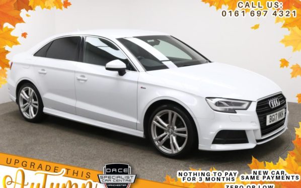 Used 2017 WHITE AUDI A3 Saloon 1.4 TFSI S LINE 4d AUTO 148 BHP (reg. 2017-03-23) for sale in Manchester