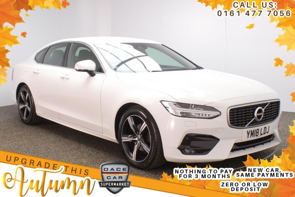 Used 2018 WHITE VOLVO S90 Saloon 2.0 D4 R-DESIGN 4DR 1 OWNER AUTO 188 BHP FREE 1 YEAR WARRANTY (reg. 2018-07-31) for sale in Stockport