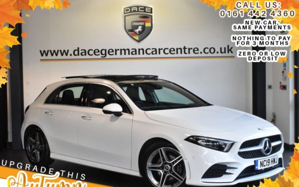 Used 2019 WHITE MERCEDES-BENZ A-CLASS Hatchback 1.3 A 180 AMG LINE PREMIUM PLUS 5DR 135 BHP (reg. 2019-06-24) for sale in Bolton