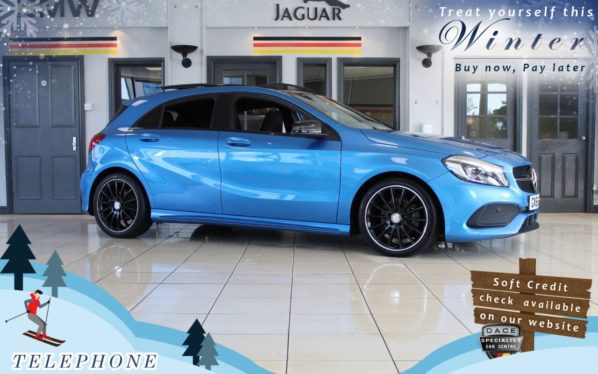 Used 2016 BLUE MERCEDES-BENZ A-CLASS Hatchback 1.6 A 200 AMG LINE PREMIUM 5d 154 BHP (reg. 2016-12-01) for sale in Bredbury