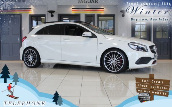 Used 2016 WHITE MERCEDES-BENZ A-CLASS Hatchback 2.0 A 250 AMG PREMIUM 5d AUTO 215 BHP (reg. 2016-04-12) for sale in Bredbury