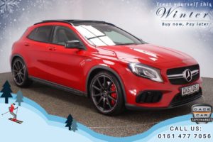 Used 2017 RED MERCEDES-BENZ GLA-CLASS 4x4 2.0 AMG GLA 45 4MATIC PREMIUM 5d AUTO 375 BHP (reg. 2017-09-27) for sale in Oldham