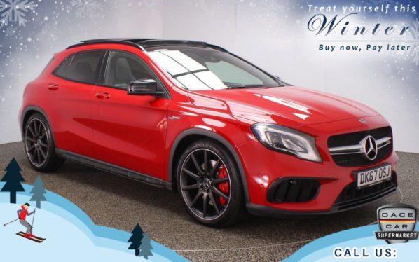 Used 2017 RED MERCEDES-BENZ GLA-CLASS 4x4 2.0 AMG GLA 45 4MATIC PREMIUM 5d AUTO 375 BHP (reg. 2017-09-27) for sale in Oldham
