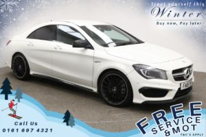 Used 2015 WHITE MERCEDES-BENZ CLA Coupe 2.0 CLA45 AMG 4MATIC 4d AUTO 360 BHP (reg. 2015-07-31) for sale in Prestwich